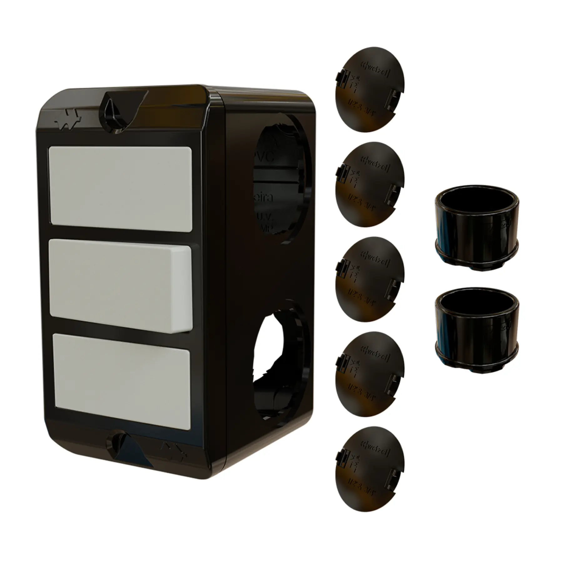 Combo Poliwetzel 3/4" PVC 1 Interruptor 2 Conectores 5 Tampões Preto Wetzel