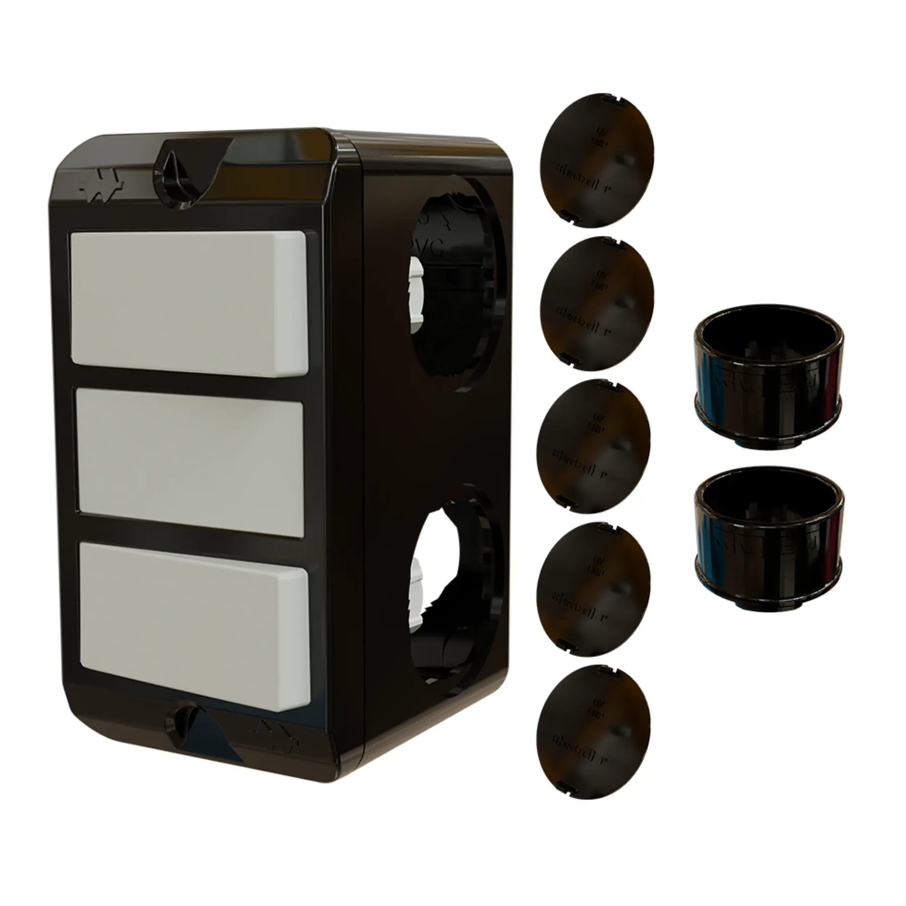 Combo Poliwetzel 3/4" PVC 2 Interruptores Paralelos 2 Conectores 5 Tampões Preto Wetzel