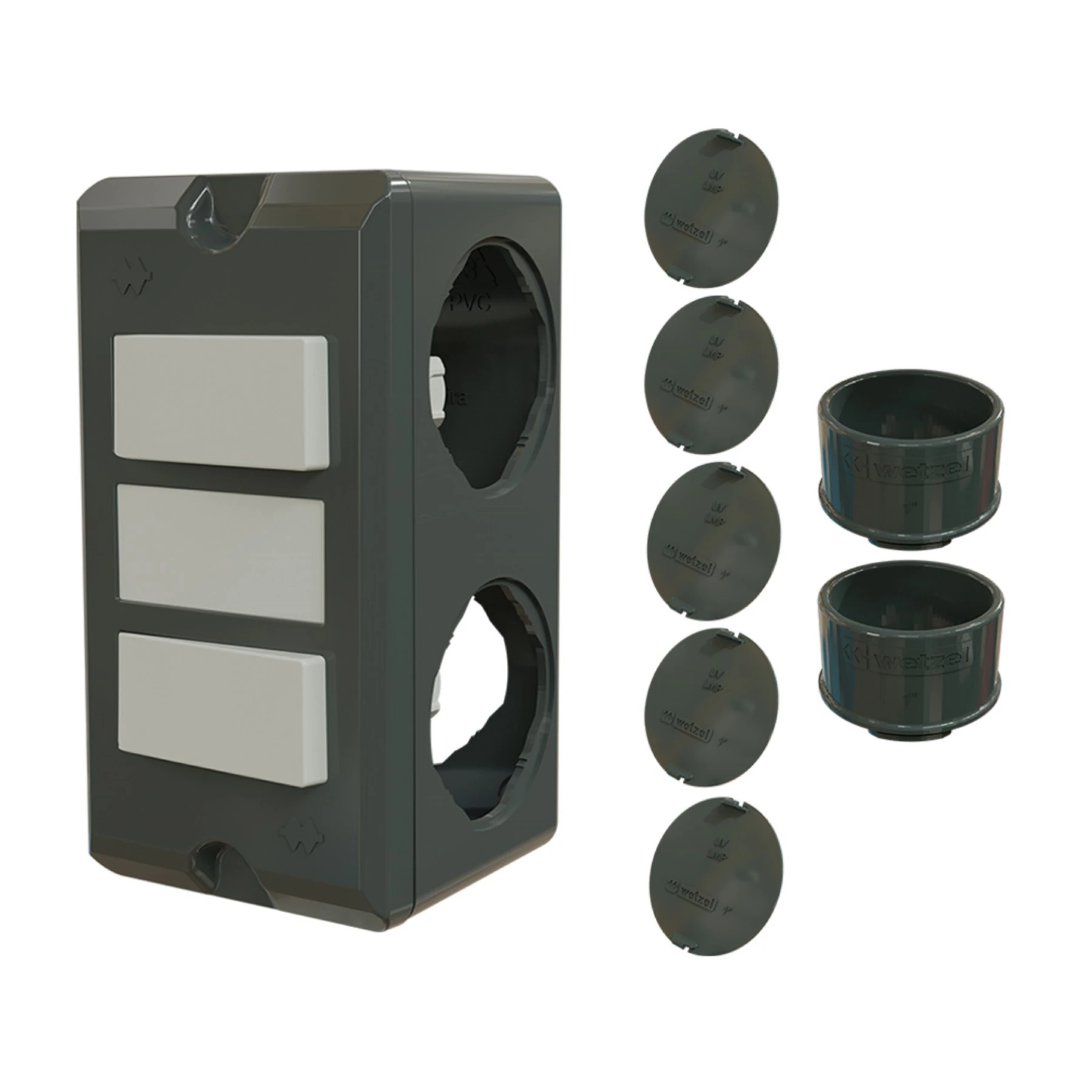 Combo Poliwetzel PVC 1" com 2 Interruptores 2 Conectores e 5 Tampões Wetzel