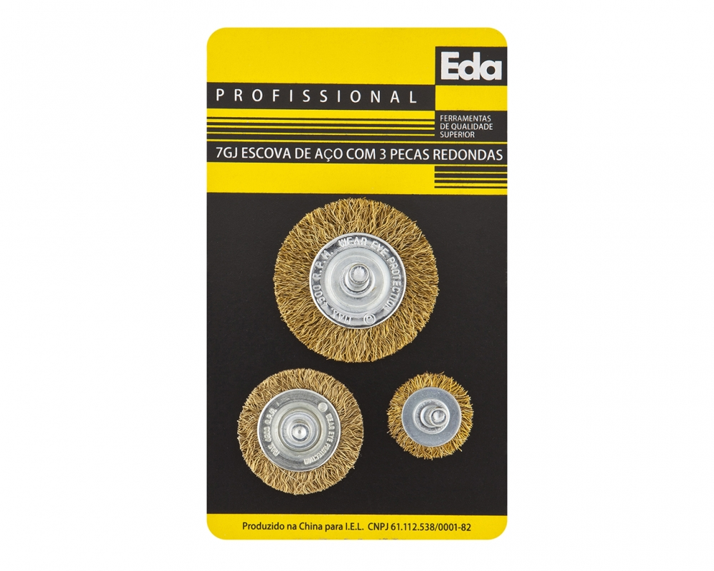Escova Aco Furad Elet 3pcs Redondas Import Blister