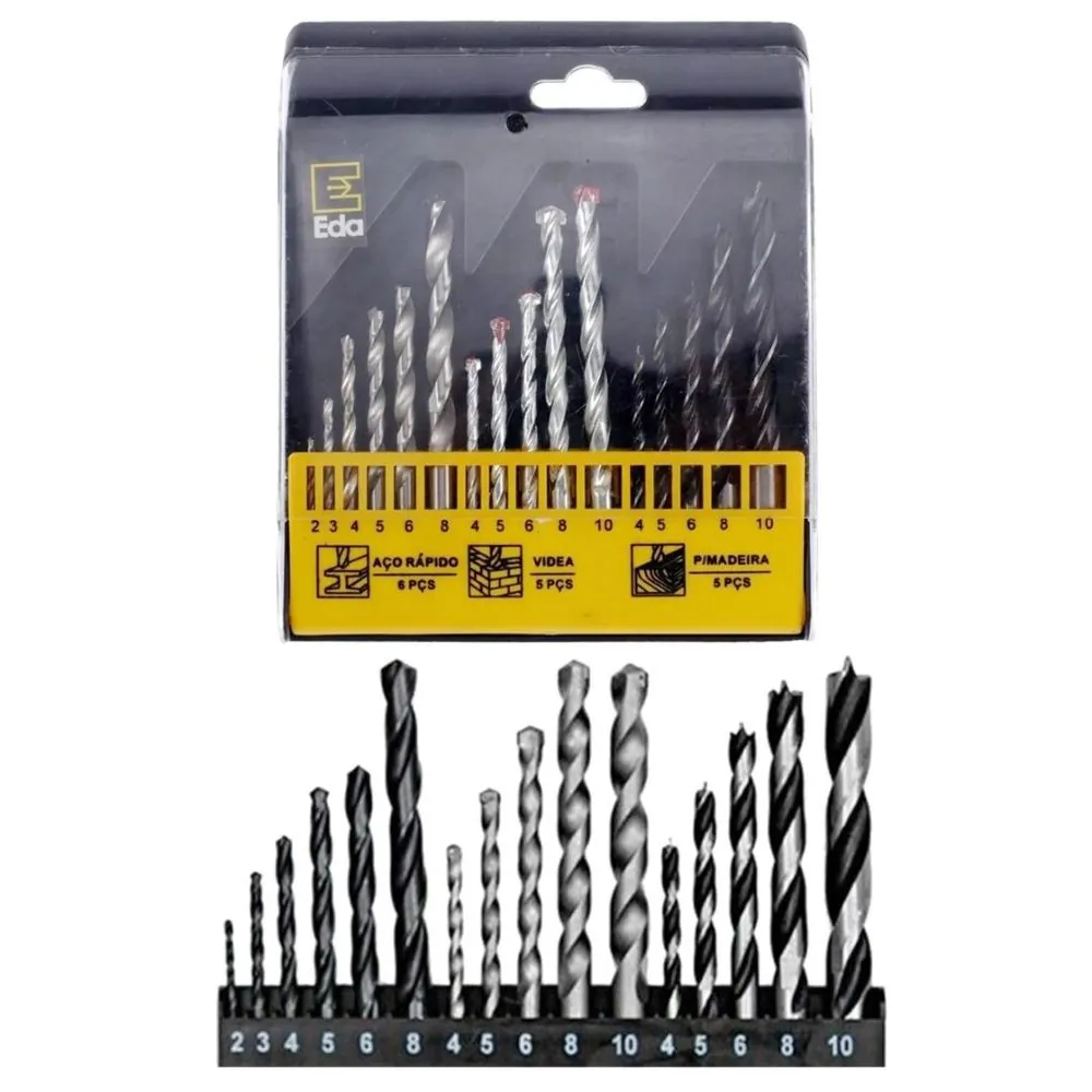 Broca Aco/videa/madeira Eda 16pcs 1jgo