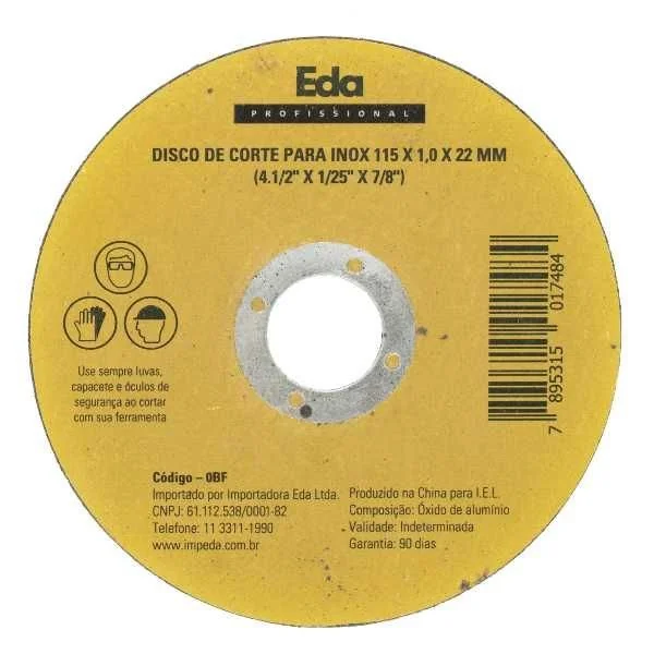 Disco De Corte P/ Inox 115x1,0x22 0bf - Eda