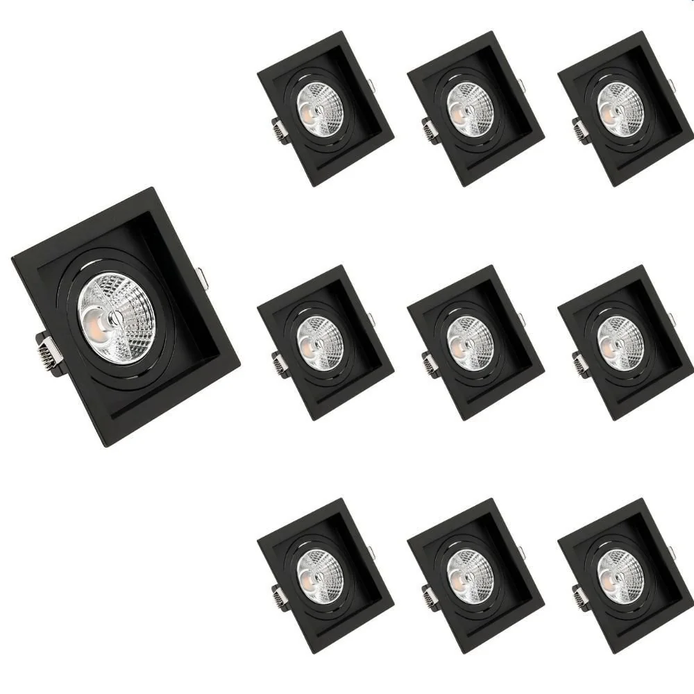 10 Spot De Embutir Recuado Save Energy Ar70 Gu10 Bivolt Preto