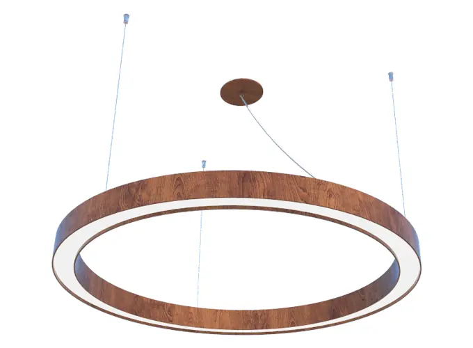 Pendente Anel 50cm Led 15w 2700k Em Madeira Imbuia