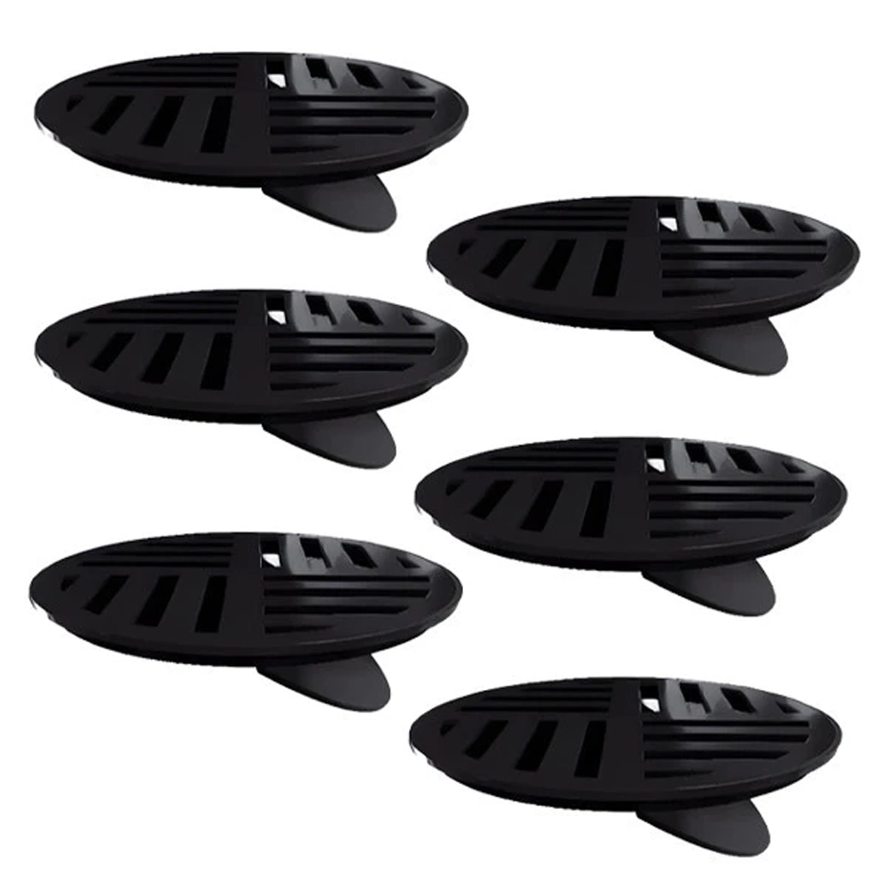 Kit 6 Ralo Grelha Redonda Com Fecho Automático Preto 10cm