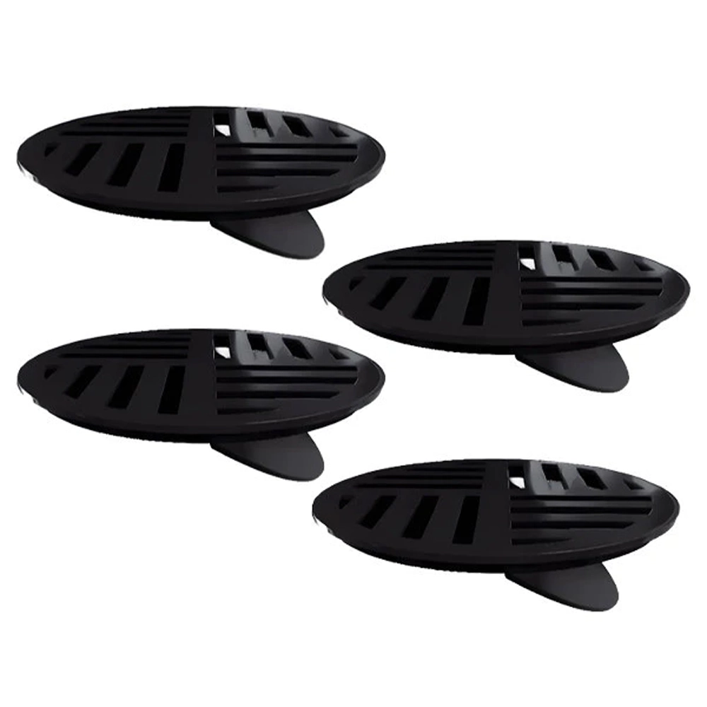 Kit 4 Ralo Grelha Redonda Com Fecho Automático Preto 15cm