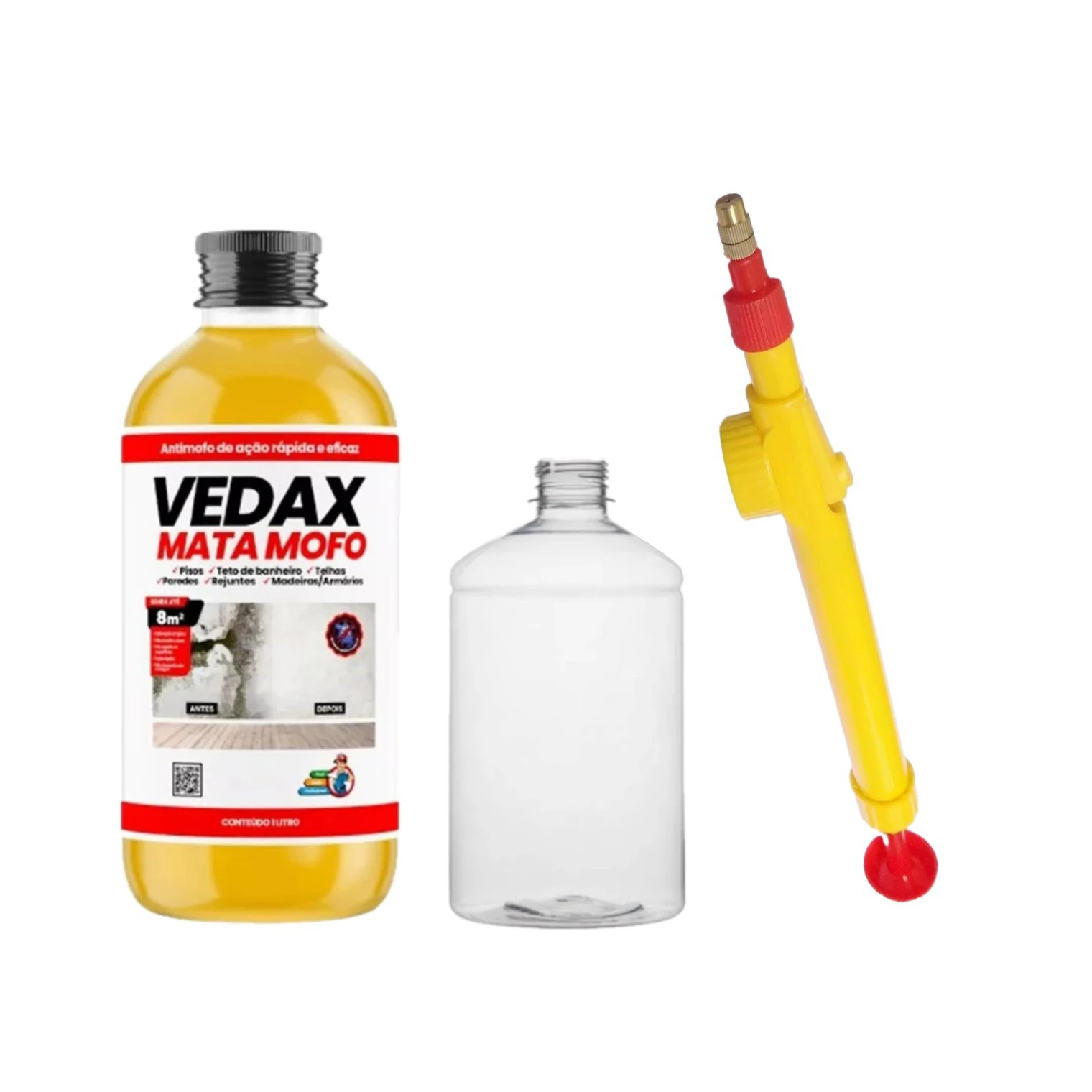 Mata Mofo Bolor Parede 1l Vedax + Garrafa E Pulverizador
