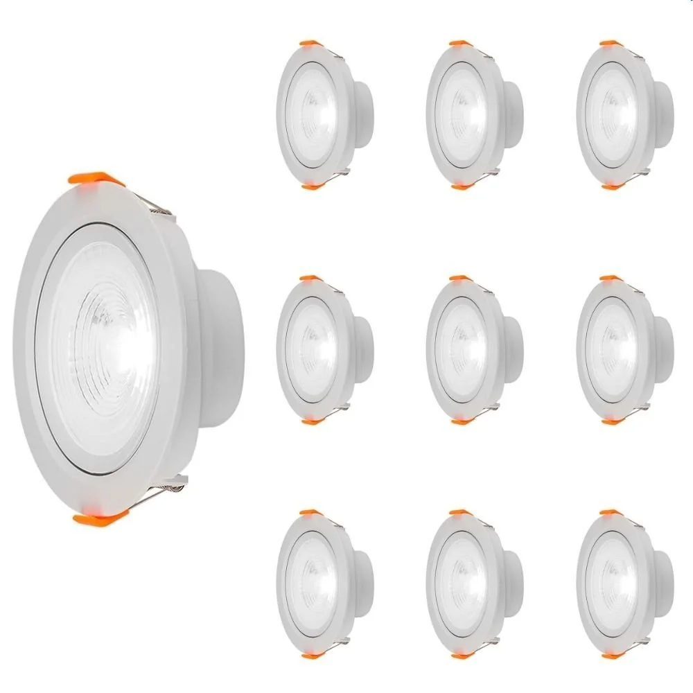 10 Spot De Led Blumenau Slim Redondo 6w Bivolt 3000k Luz Amarela