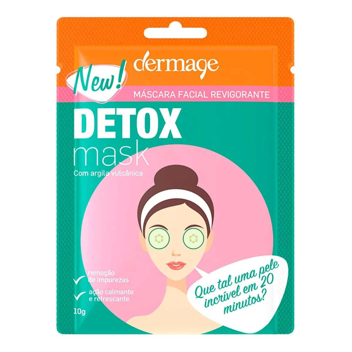 Máscara Facial Revigorante Detox Dermage Sachê 10g