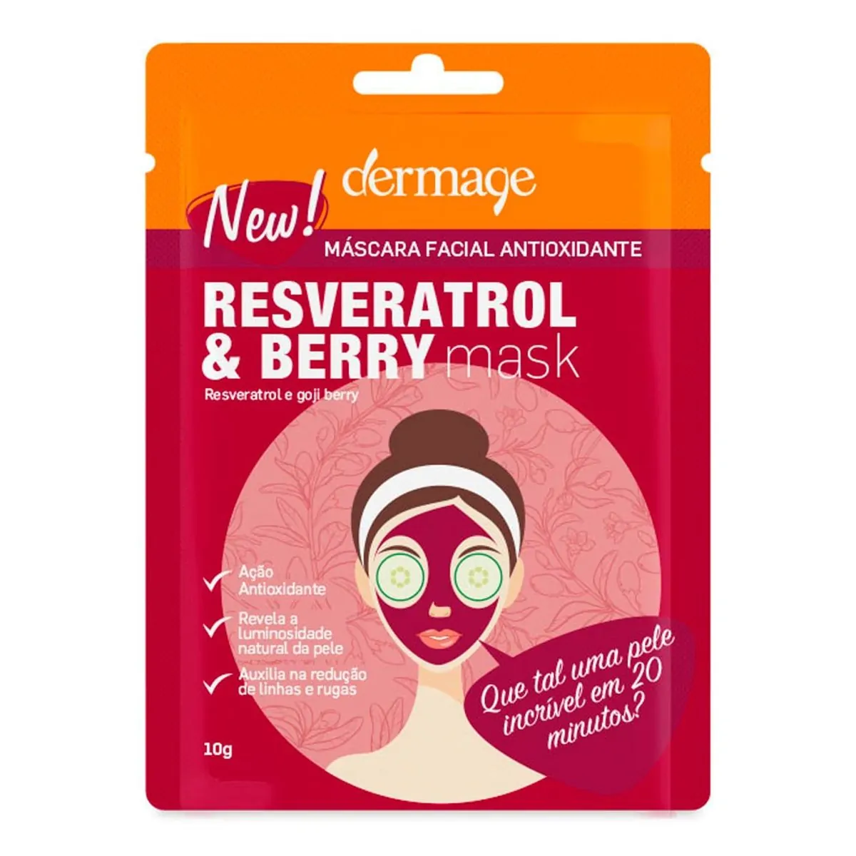 Máscara Facial Antioxidante Dermage Resveratrol & Berry 10g