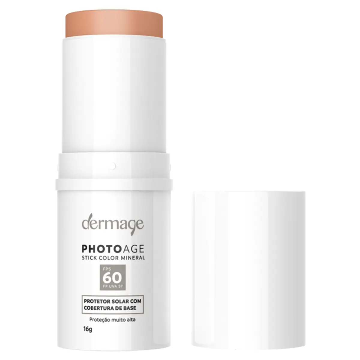 Protetor Solar Mineral Stick Color Nude Fps 60 Fp Uva 57 Dermage Photoage Caixa 16g