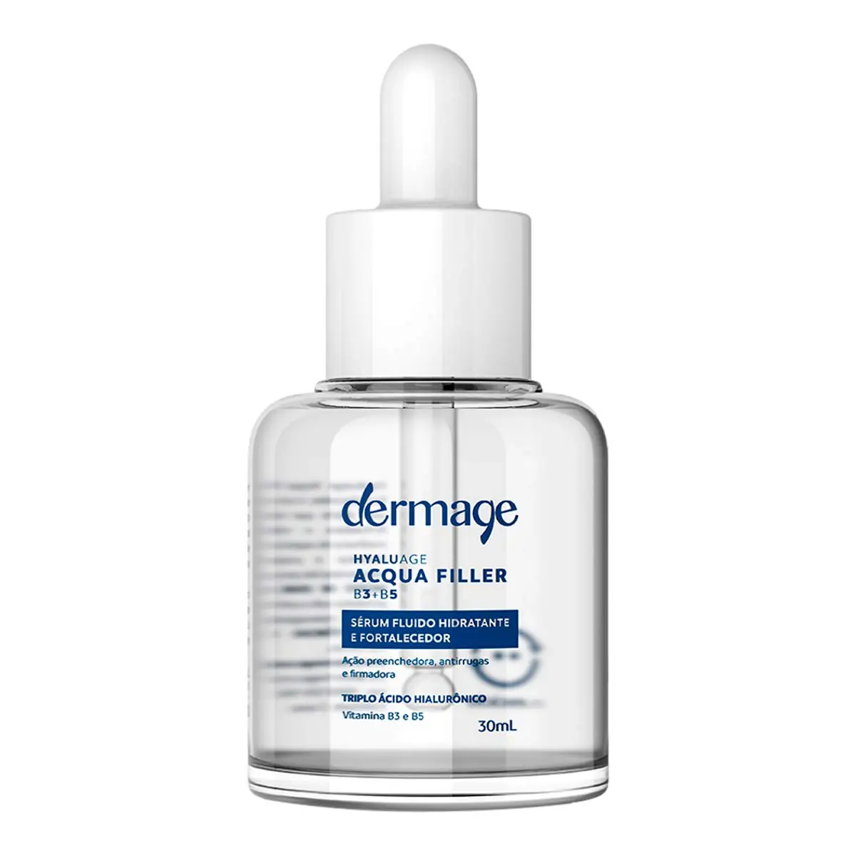 Hidratante Facial Fortalecedor Sérum Dermage Hyaluge Acqua Filler B3 B5 Frasco 30ml
