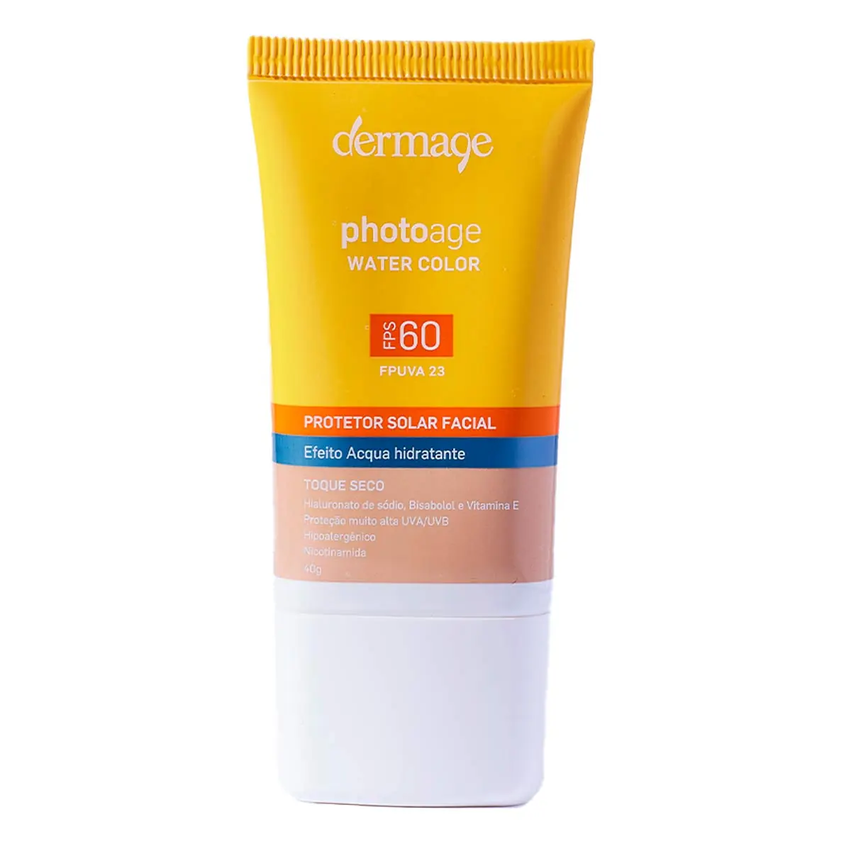 Protetor Solar Facial Toque Seco Fps 60 Fp Uva 23 Dermage Photoage Water Color Caixa 40g