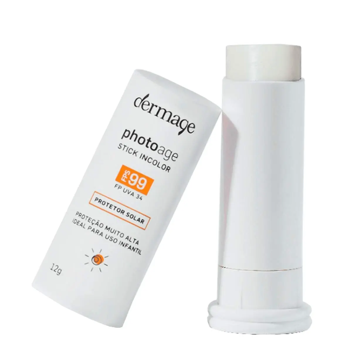Protetor Solar Infantil Stick Incolor Fps 99 Fp Uva 34 Dermage Photoage Tubo 12g