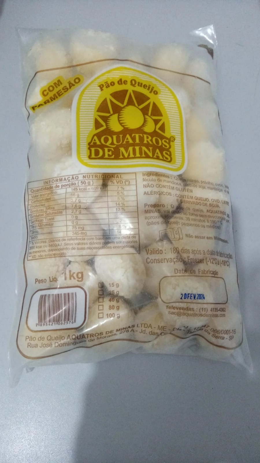 Pao Queijo C/parmesao Quatro M