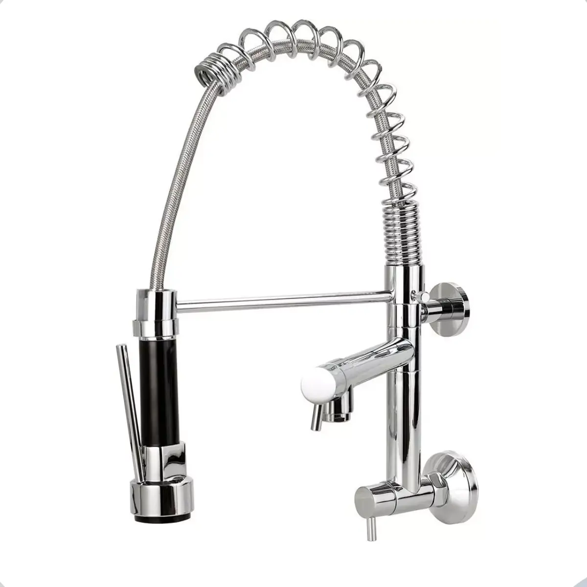 Torneira Cozinha Gourmet Parede Metal Cromado Brilhante