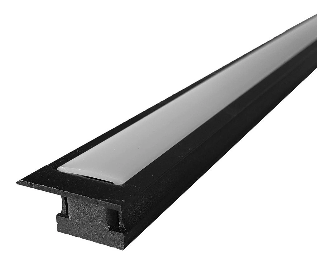 Perfil 1 Metro De Embutir Slim Alumínio Preto P/ Fita Led