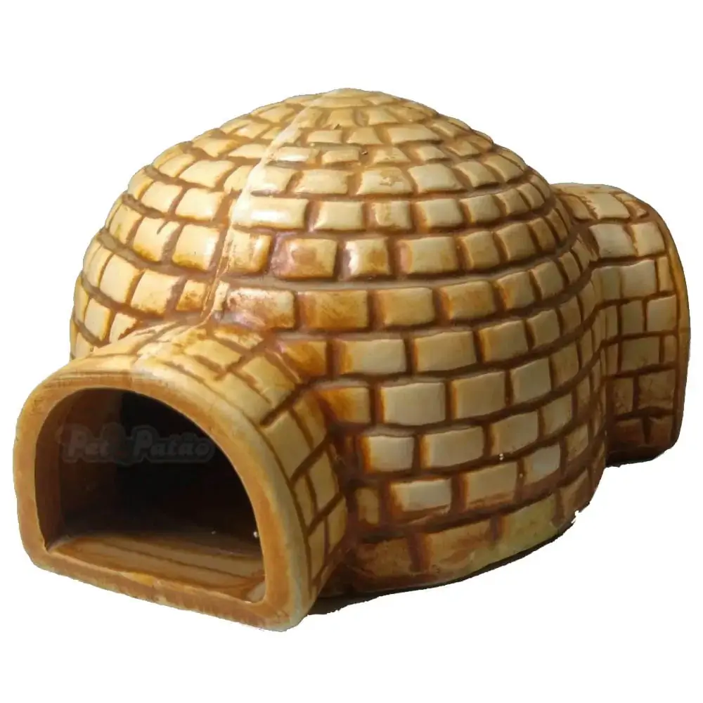 Decoração De Aquário Trema Iglu Hamster Envelhecido