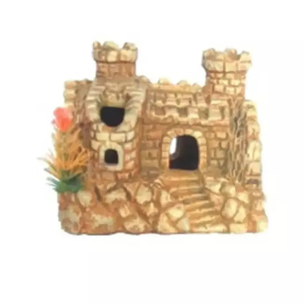 Decoração Trema Para Aquários Castelo Marrom Envelhecido