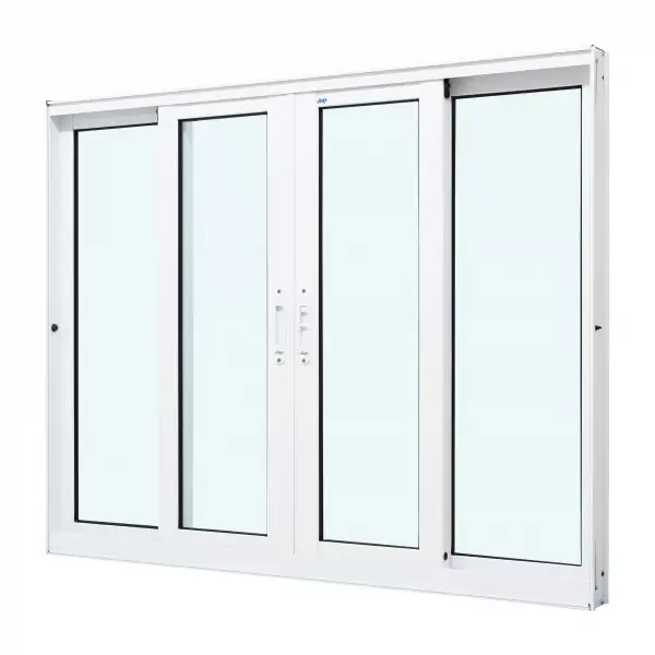 Janela De Correr Alumínio Branco 120x300x8cm 4 Folhas Sem Grade Jap Perfecta Max