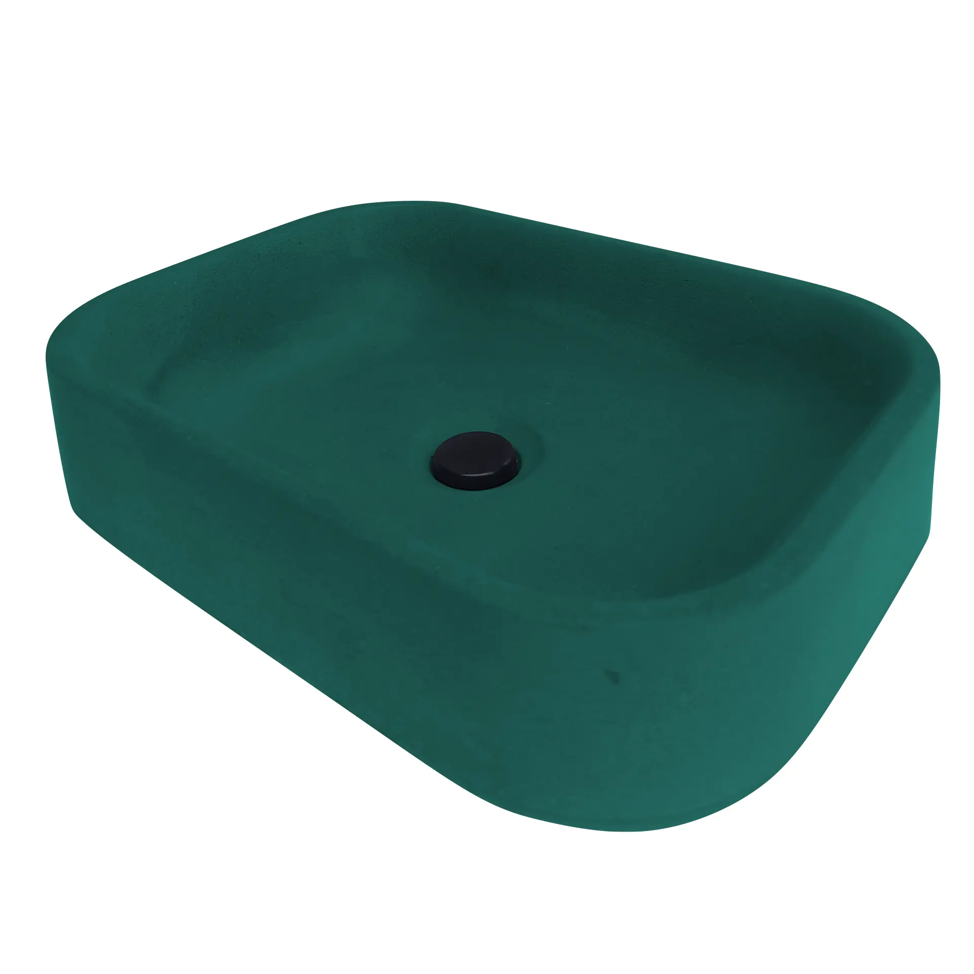 Cuba De Concreto - Banheiro Lavabo Pia De Sobrepor Retangular Acabamento Moderna Cor Esmeralda