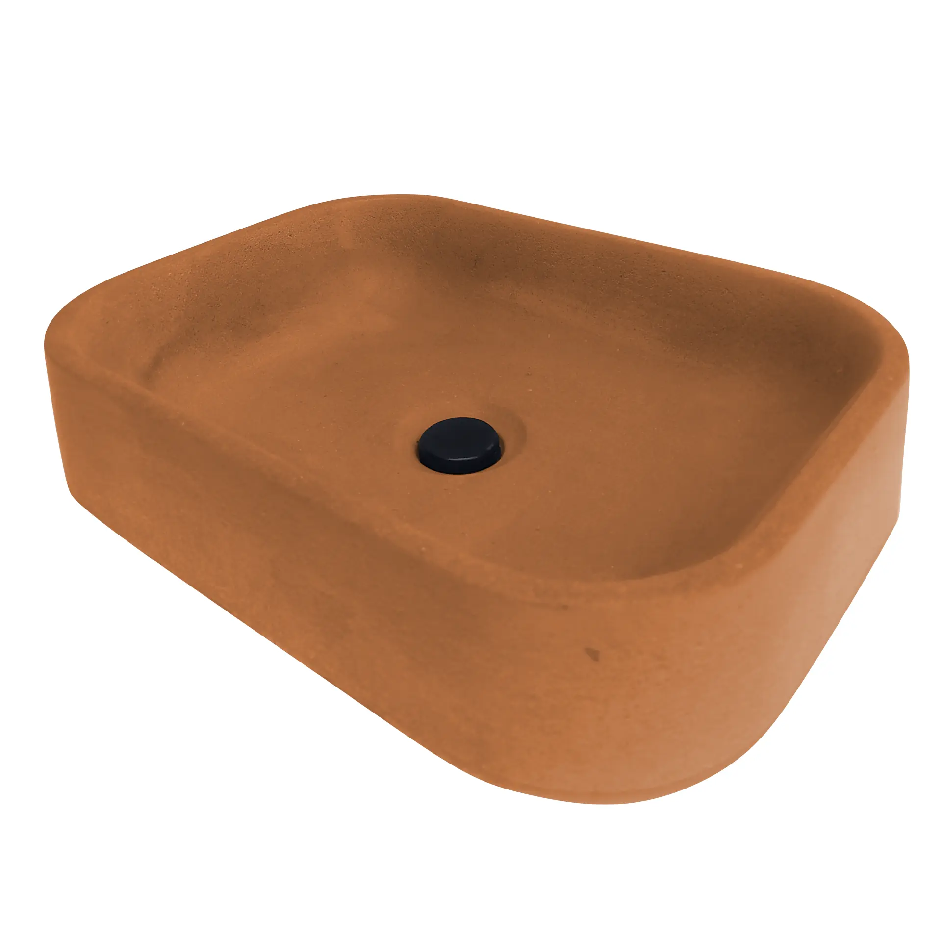 Cuba De Concreto - Banheiro Lavabo Pia De Sobrepor Retangular Acabamento Moderna Cor Cappuccino