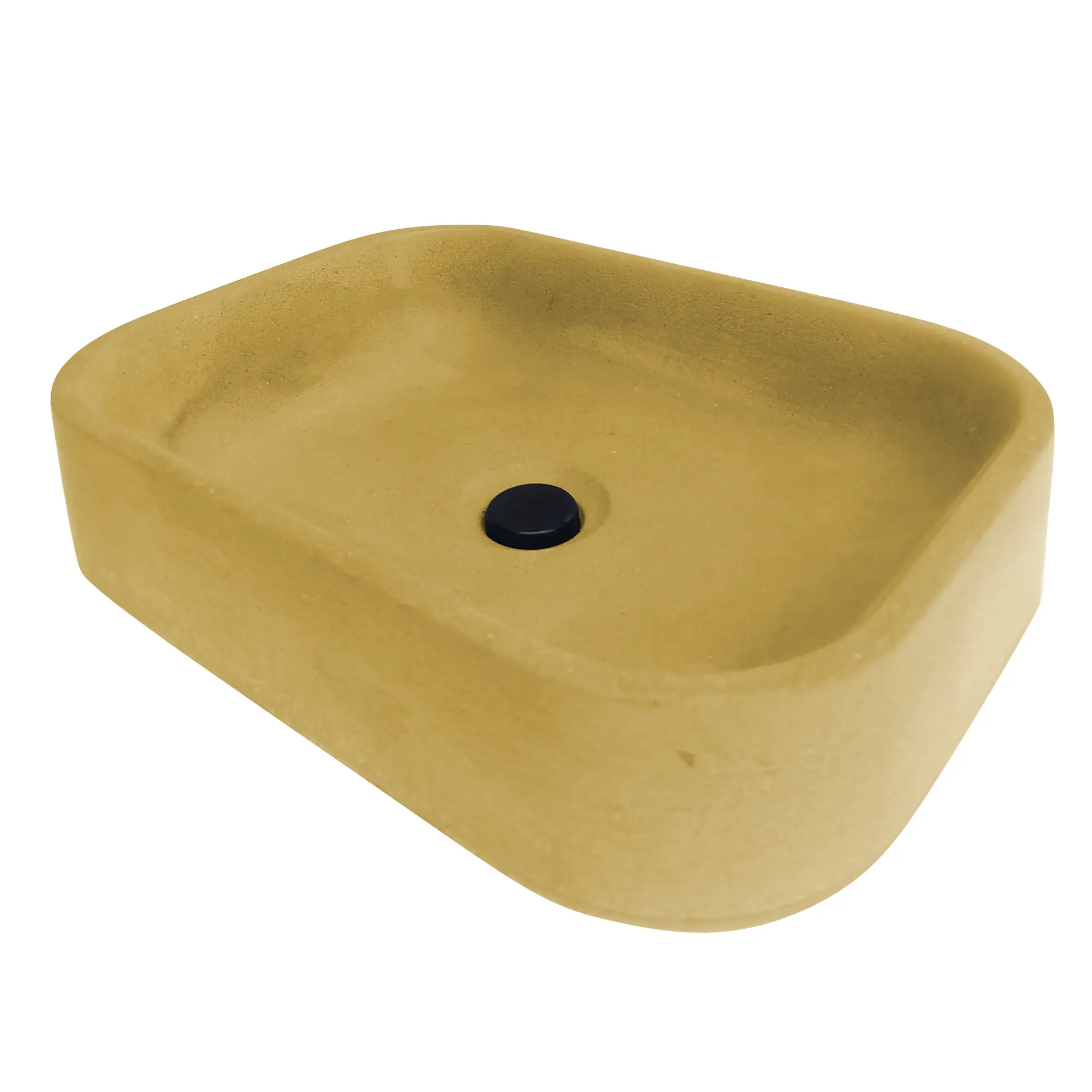 Cuba De Concreto - Banheiro Lavabo Pia De Sobrepor Retangular Acabamento Moderna Cor Caramelo