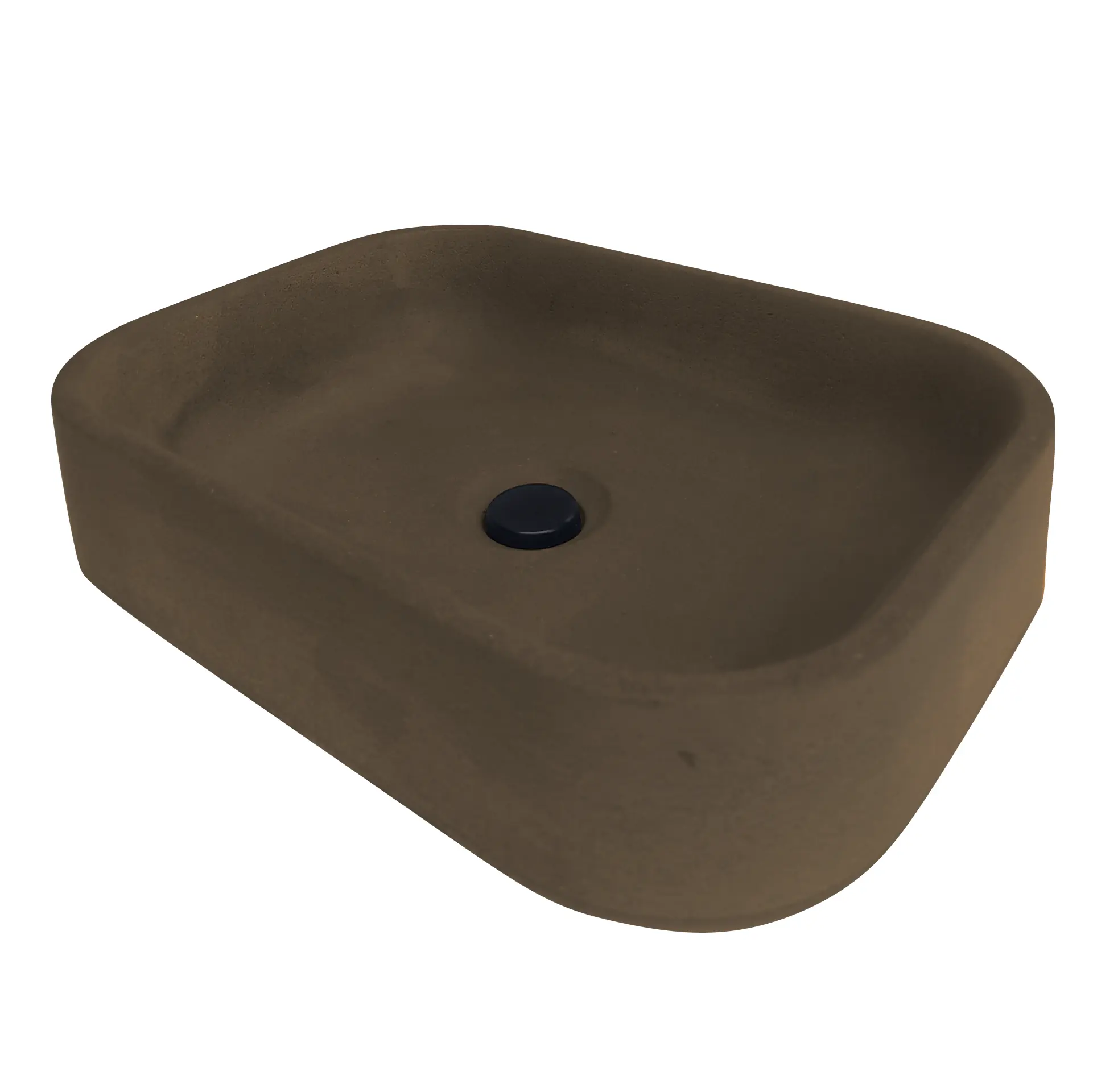 Cuba De Concreto - Banheiro Lavabo Pia De Sobrepor Retangular Acabamento Moderna Cor Café