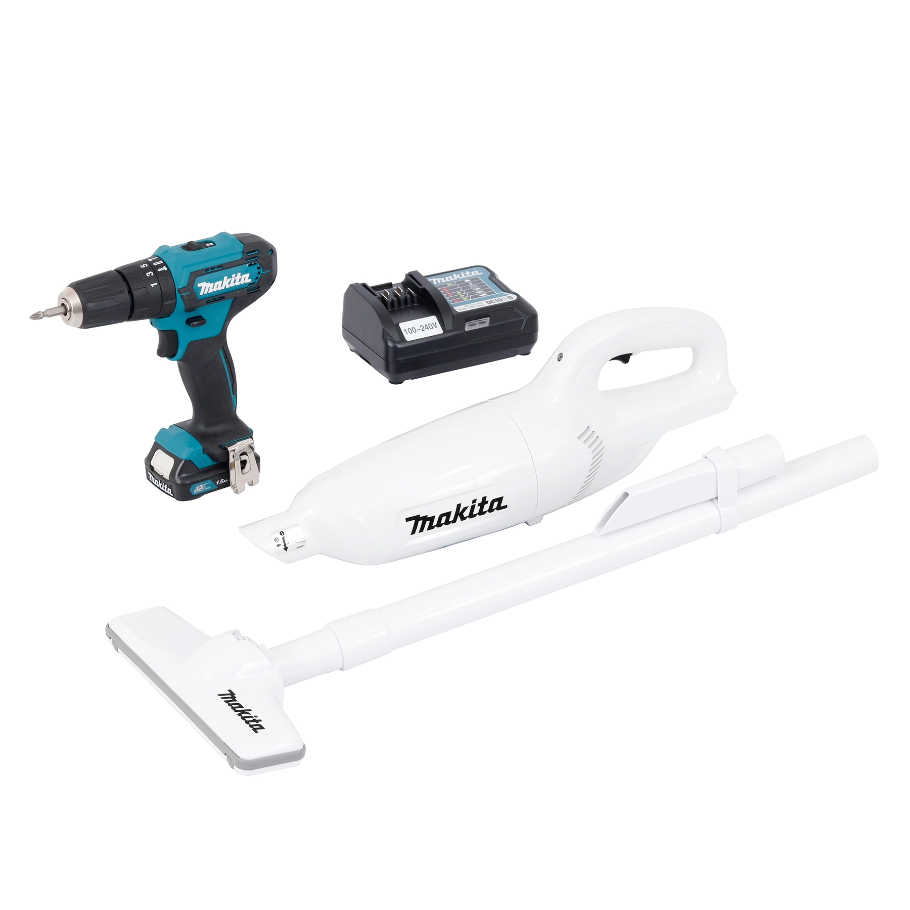 Kit Parafusadeira/Furadeira + Aspirador de Pó 12v Azul E Branco