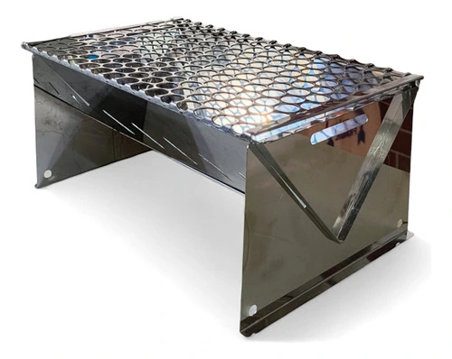 Churrasqueira Portatil Inox Móvel 23x38x18 Cm - Aço Inox