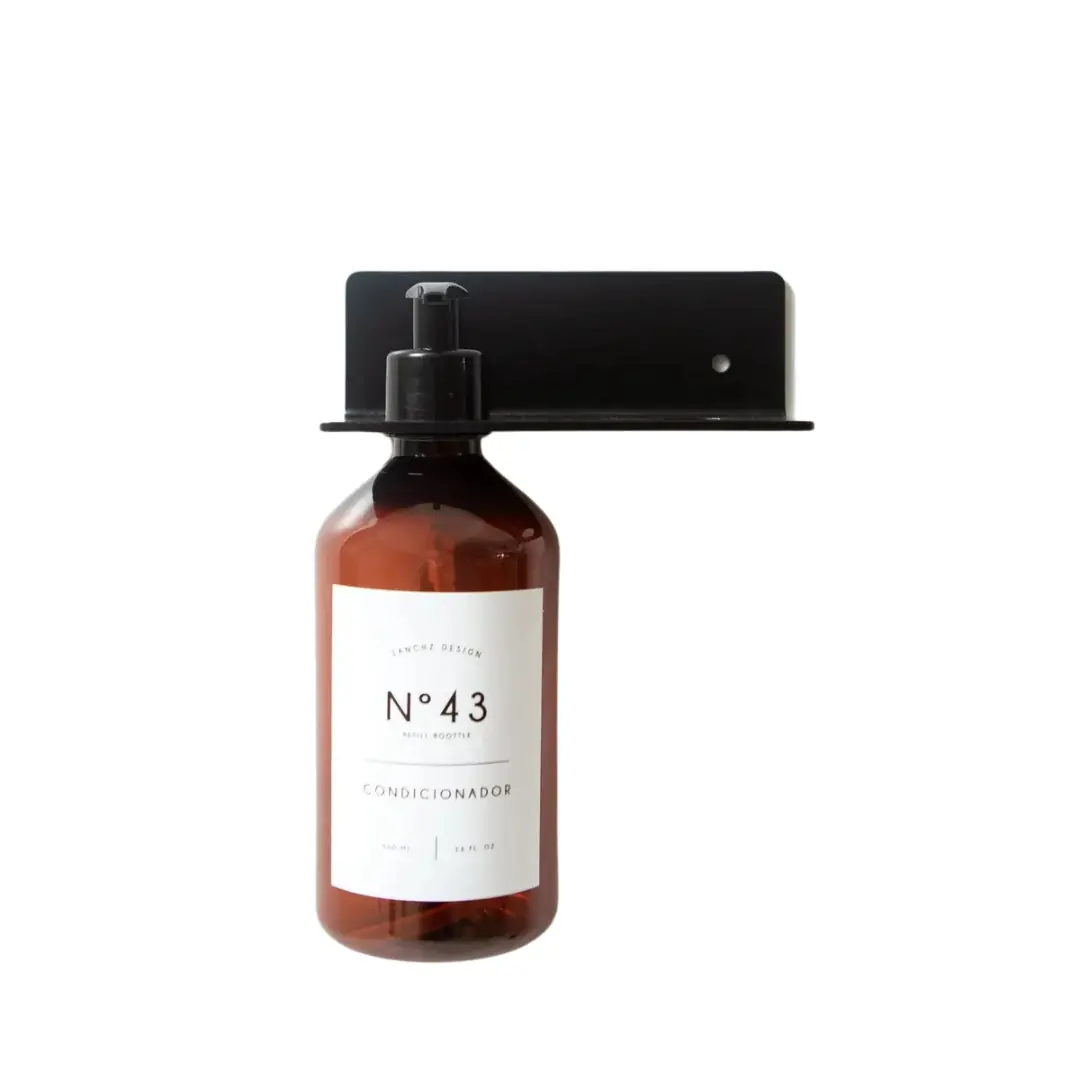 Suporte De Parede Para 2 Frascos 500ml Fixação Dupla Face Resistente Preto