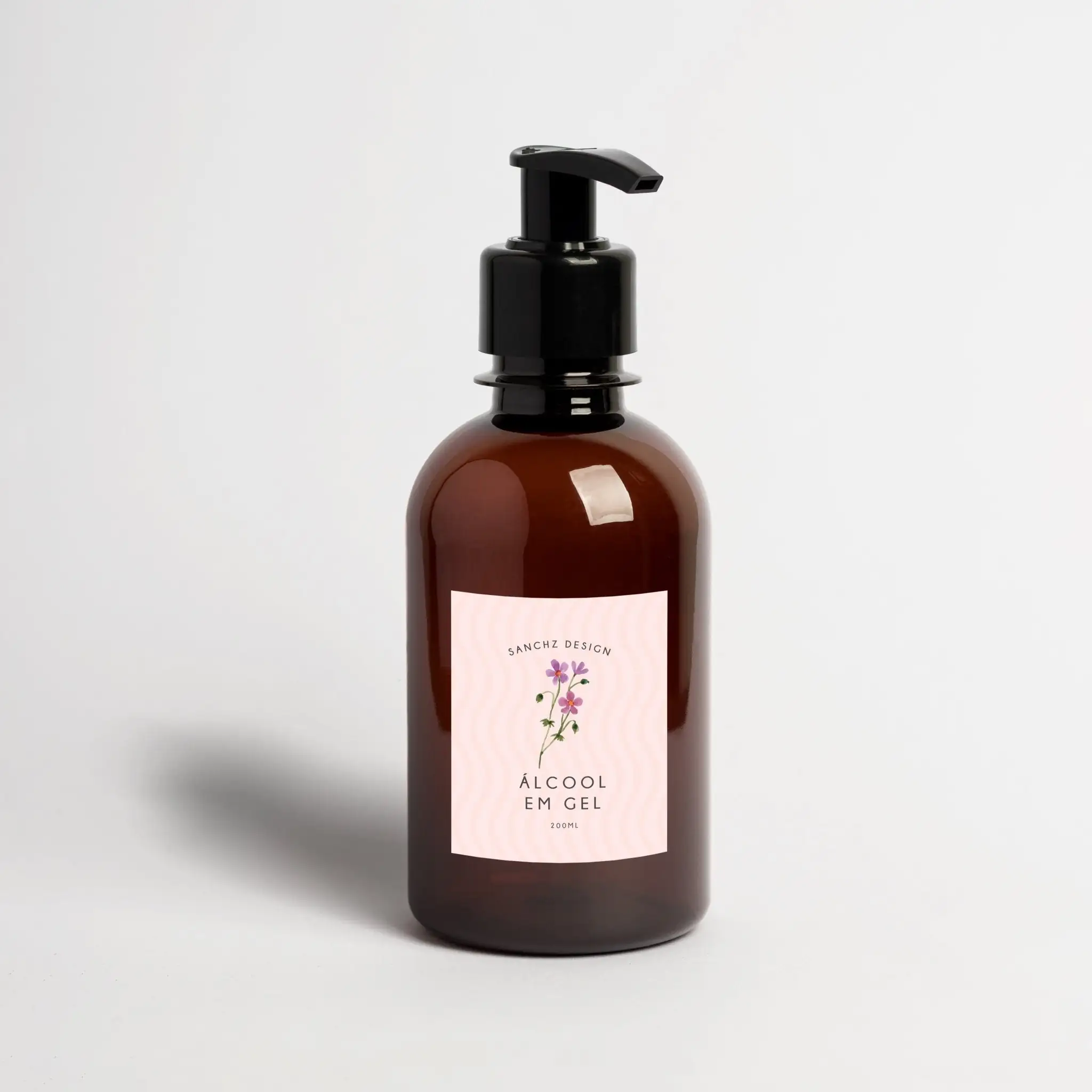 Frasco Âmbar Kids Para Cuidado Pessoal 200ml - Flowers - Álcool Gel