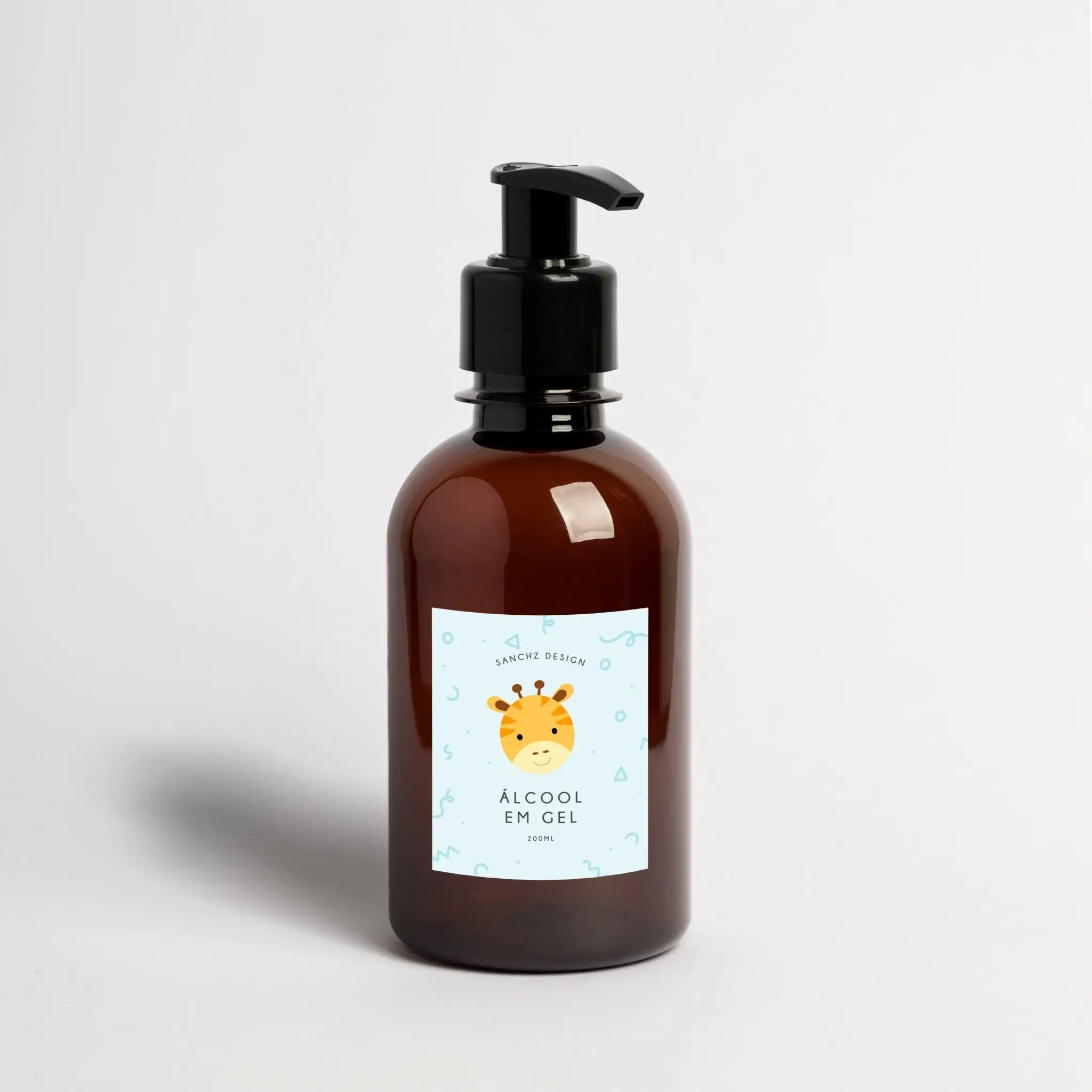 Frasco Âmbar Kids Para Cuidado Pessoal 200ml Animal Para Álcool Gel
