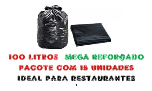 Saco De Lixo 100litros Mega Reforçado Para Lixo De Restaurante