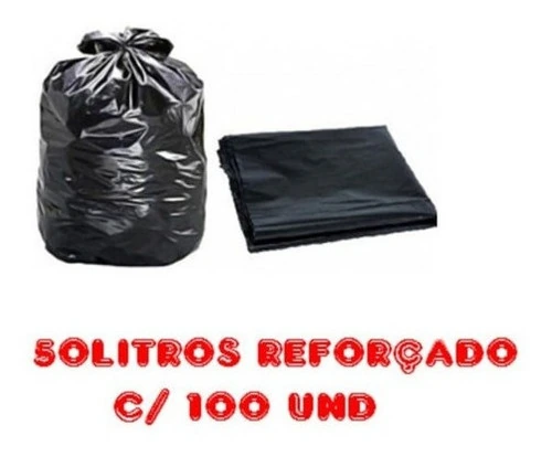 Saco De Lixo 50l Preto Reforçado 100un