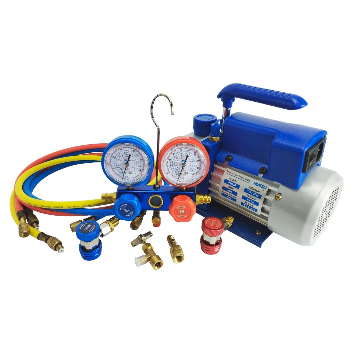 Kit Bomba De Vácuo 3 Cfm + Manifold Analógico Residencial E Automotivo 1 Unidade