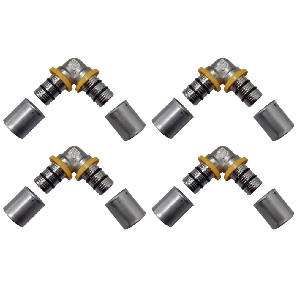 Kit 4 Joelho Cotovelo P/ Gás 16mm Prensar Pex Multicamadas
