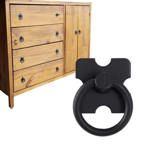 Kit 12 Puxadores Argola Puxador Rustico Argola Para Moveis Colonial - Preto