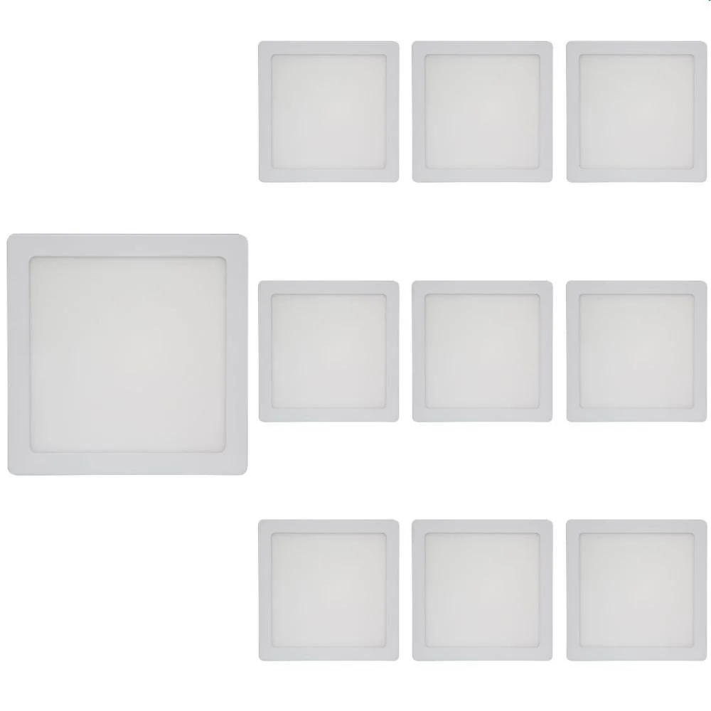 10 Painel De Led Blumenau Quadrado De Sobrepor 18w Bivolt 4100k Luz Neutra
