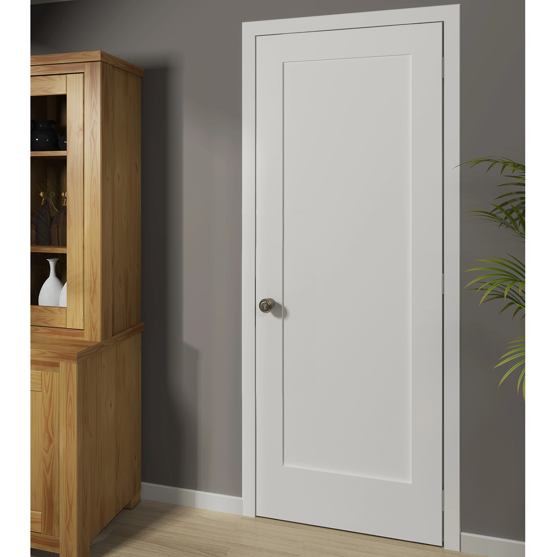 Folha de Porta Madeira de Giro ou Correr Direito|Esquerdo Branco 210x82cm Flat Frameport