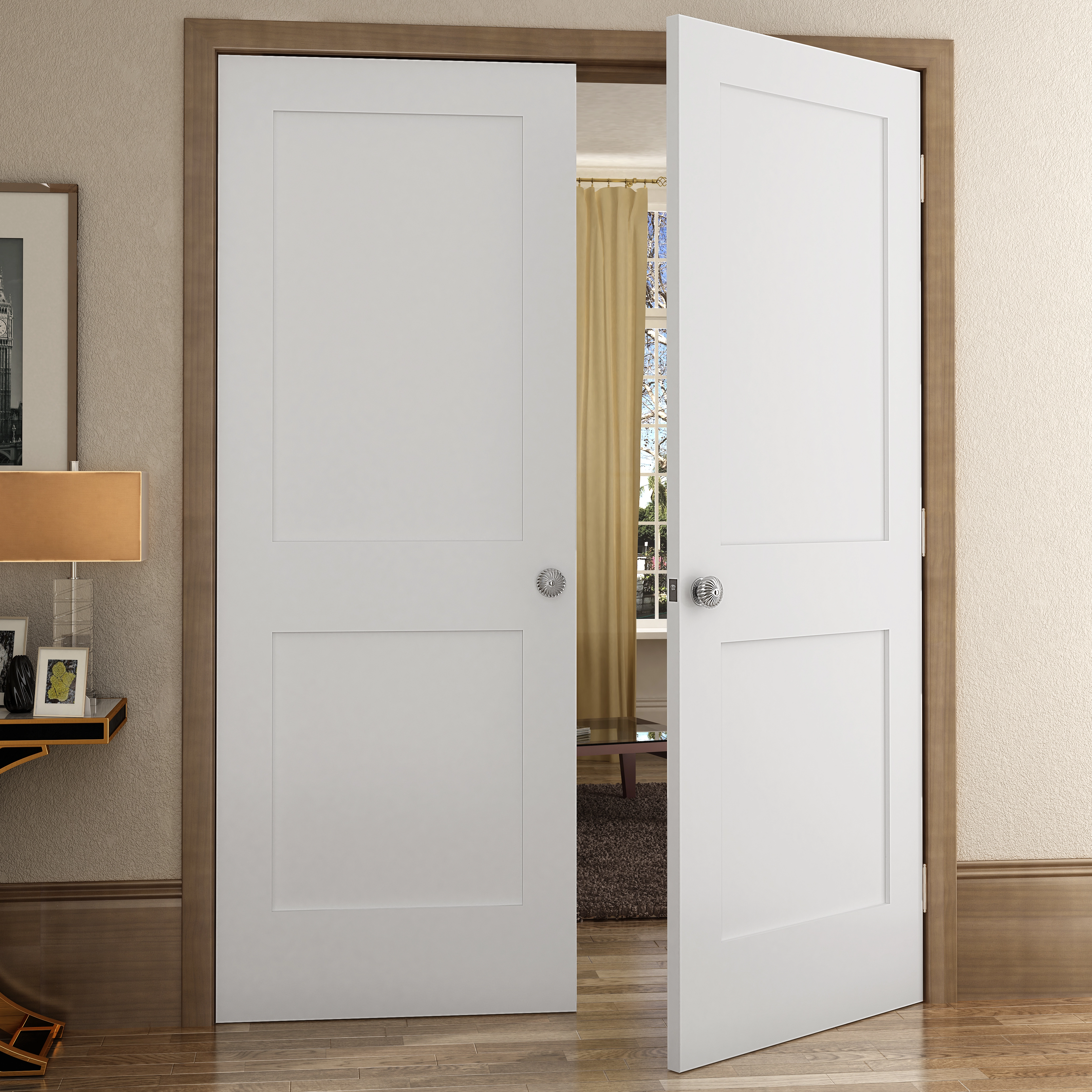 Folha de Porta Madeira de Giro ou Correr Direito|Esquerdo Branco 210x92cm Flat Frameport