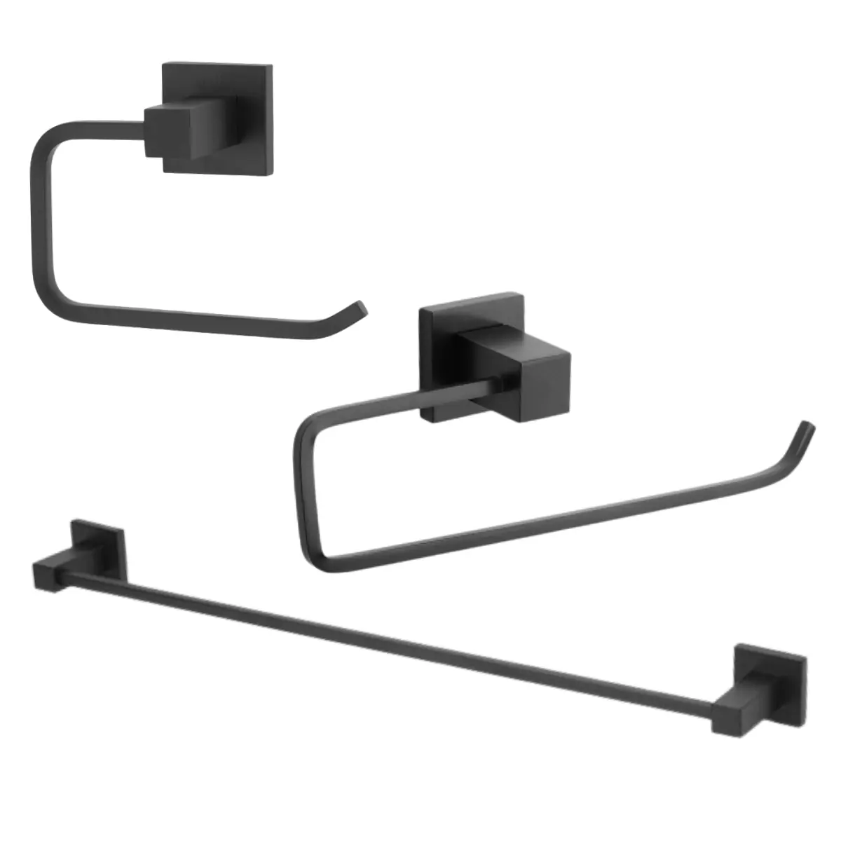 Kit De Acessorios Para Banheiro Preto Fosco Metal Premium