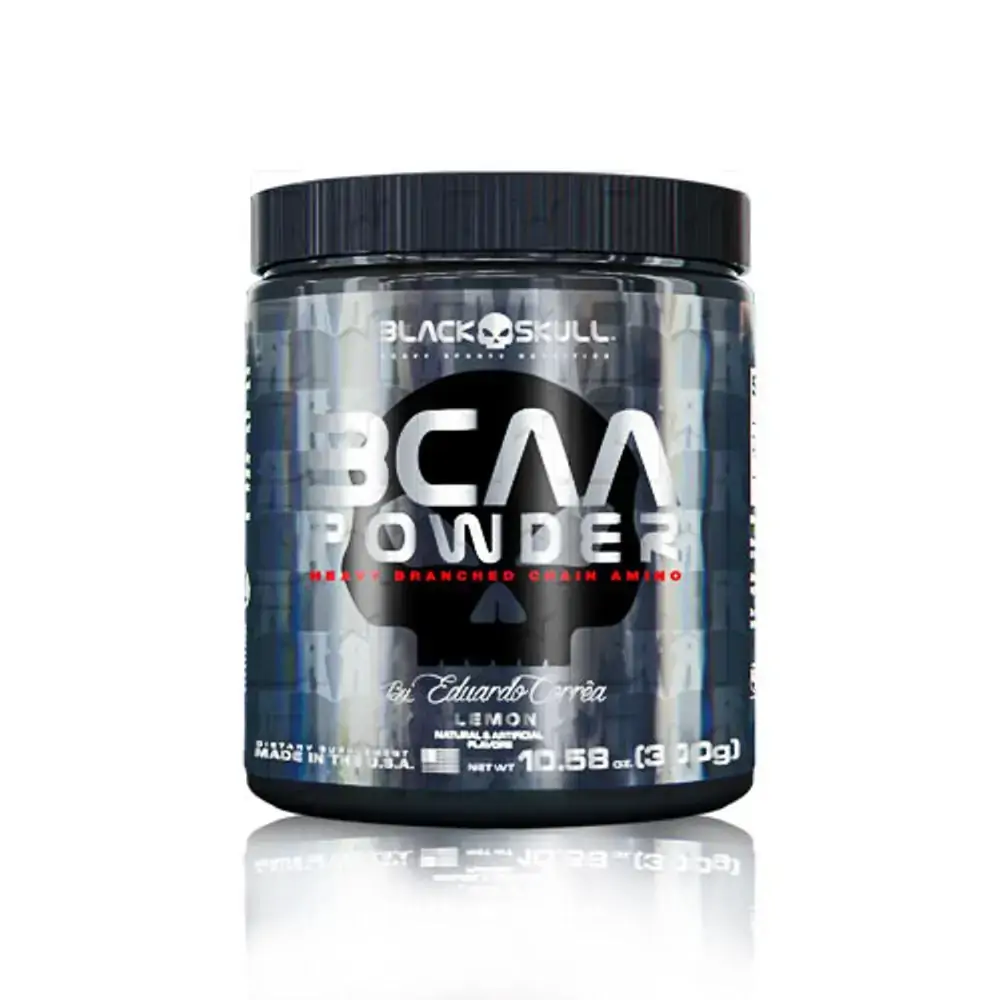 Bcaa Powder Ganho De Massa Muscular E Energia Sabor Limão 300g Black Skull