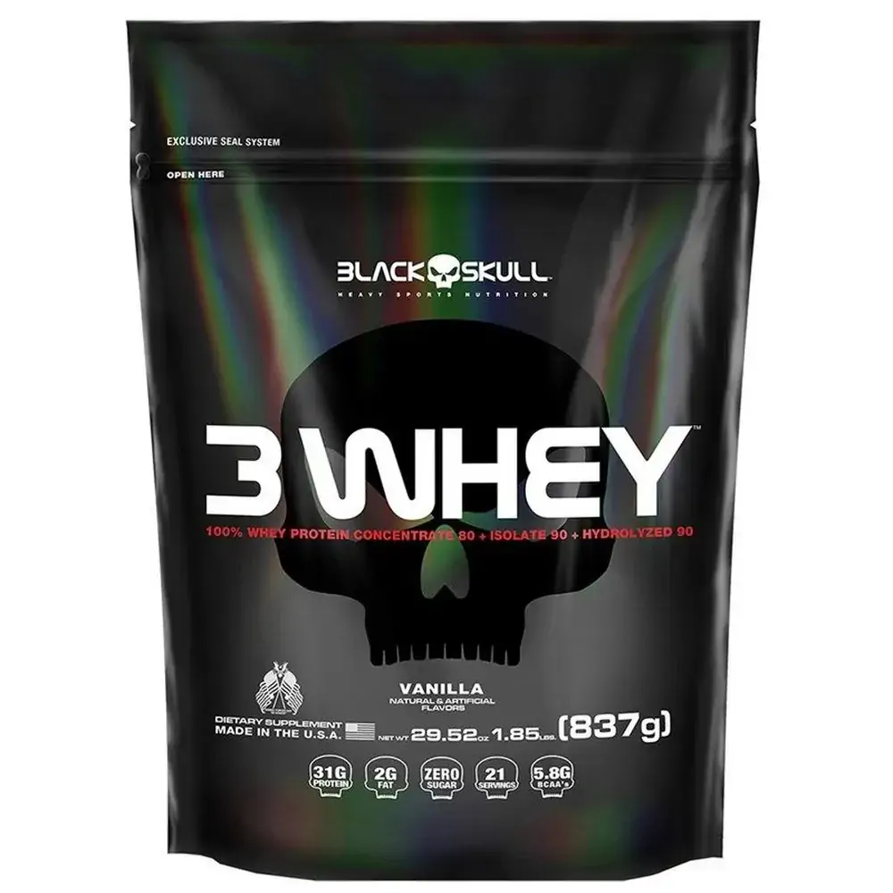 3 Whey Baunilha 837g Black Skull