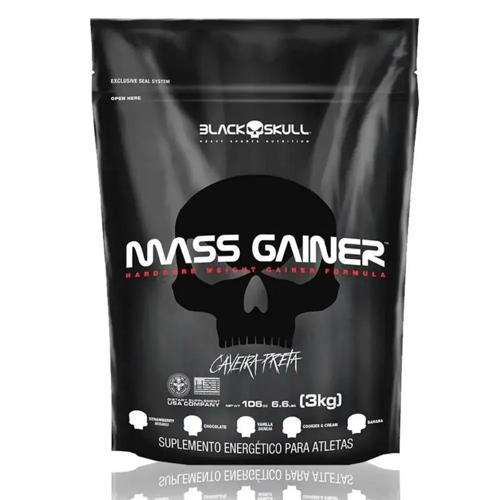 Hipercalórico Mass Gainer Refil Black Skull 3kg  Baunilha
