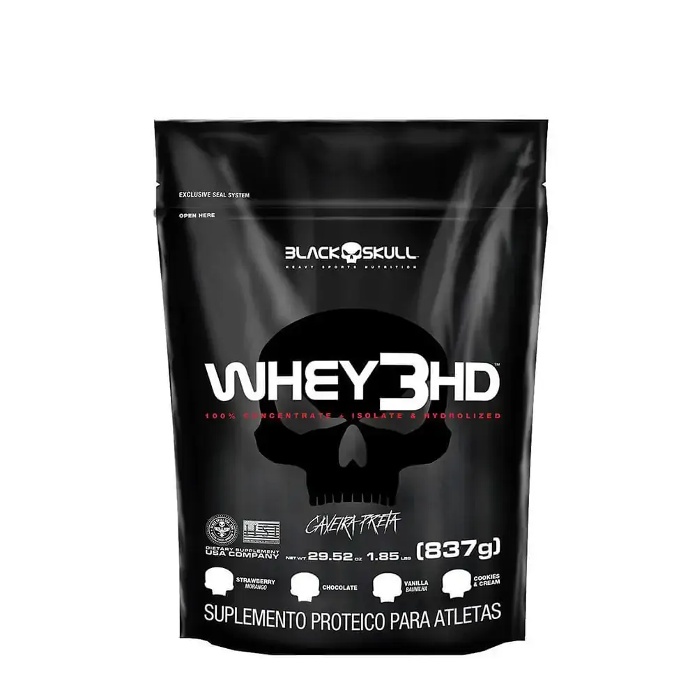 Whey Protein 3hd - Black Skull - Coockies Cream - Refil 837g - Whey Protein 3HD - Black Skull - Cooc