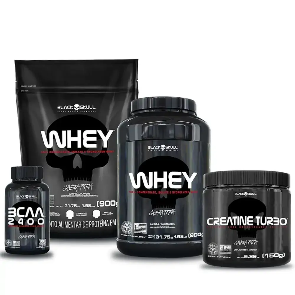 COMBO WHEY 2X + BCAA + CREATINA (CHOC E BAU)