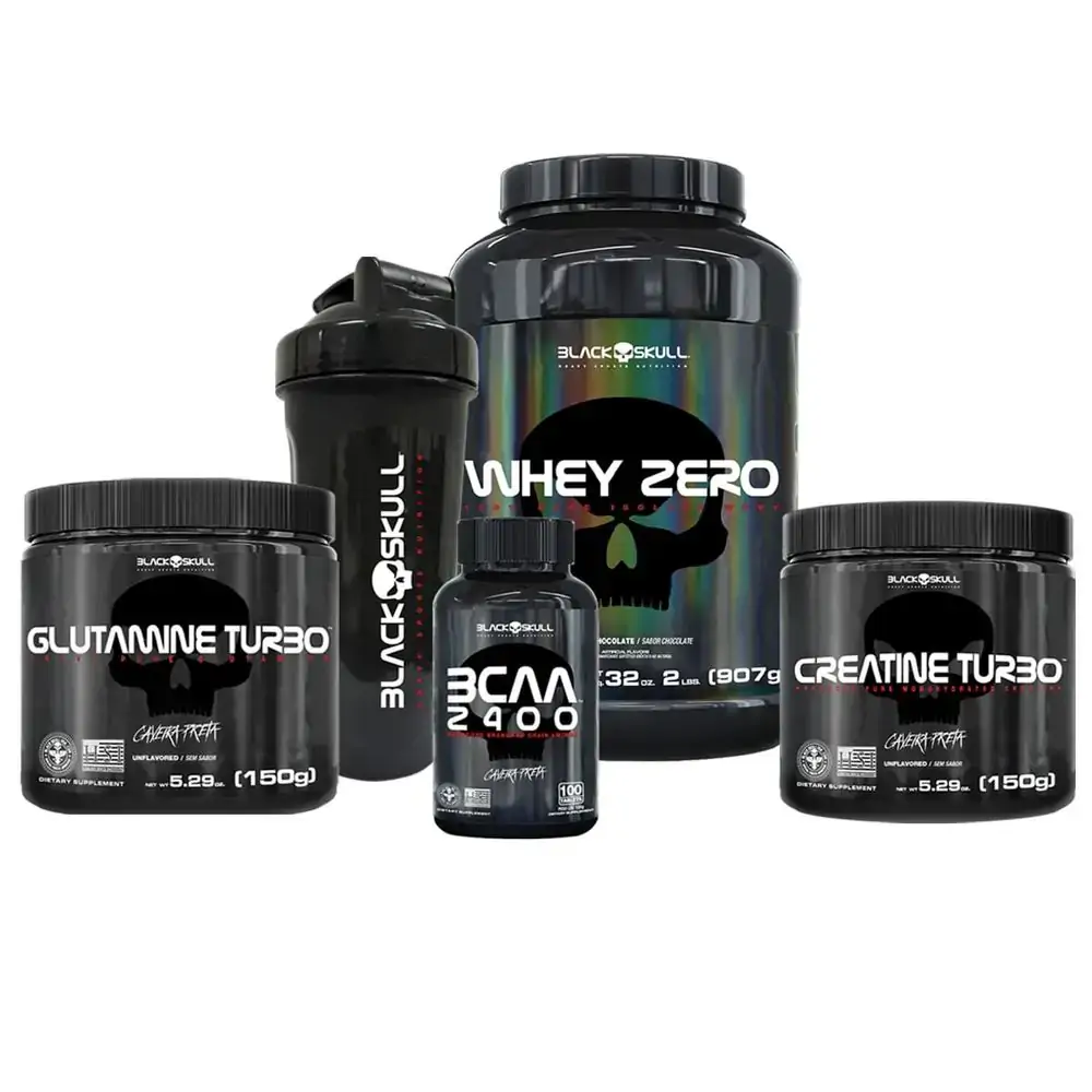 COMBO WHEY ZERO + BCAA + GLUTAMINA + CREATINA + SHAKER - KIT WHEY ZERO (CHOC) + BCAA + GLUTAMINA + C