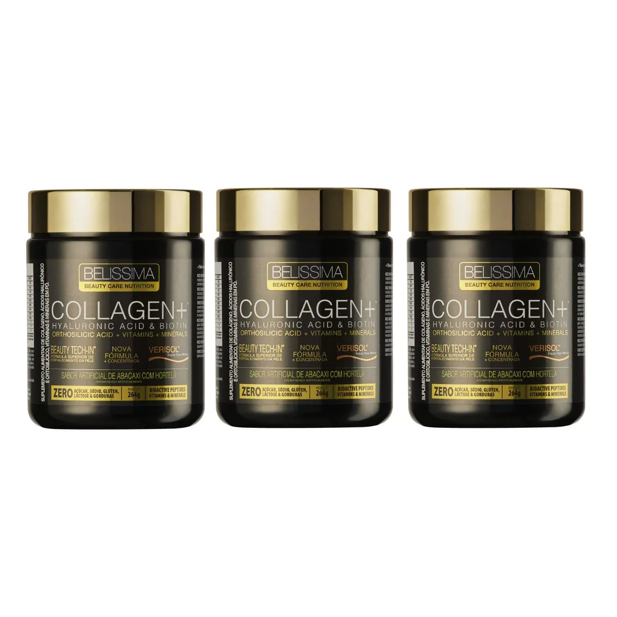 KIT 3X COLLAGEN PLUS PÓ 264G - BELÍSSIMA - KIT 3X COLLAGEN PLUS PÓ 264G - LARANJA C/ ACEROLA