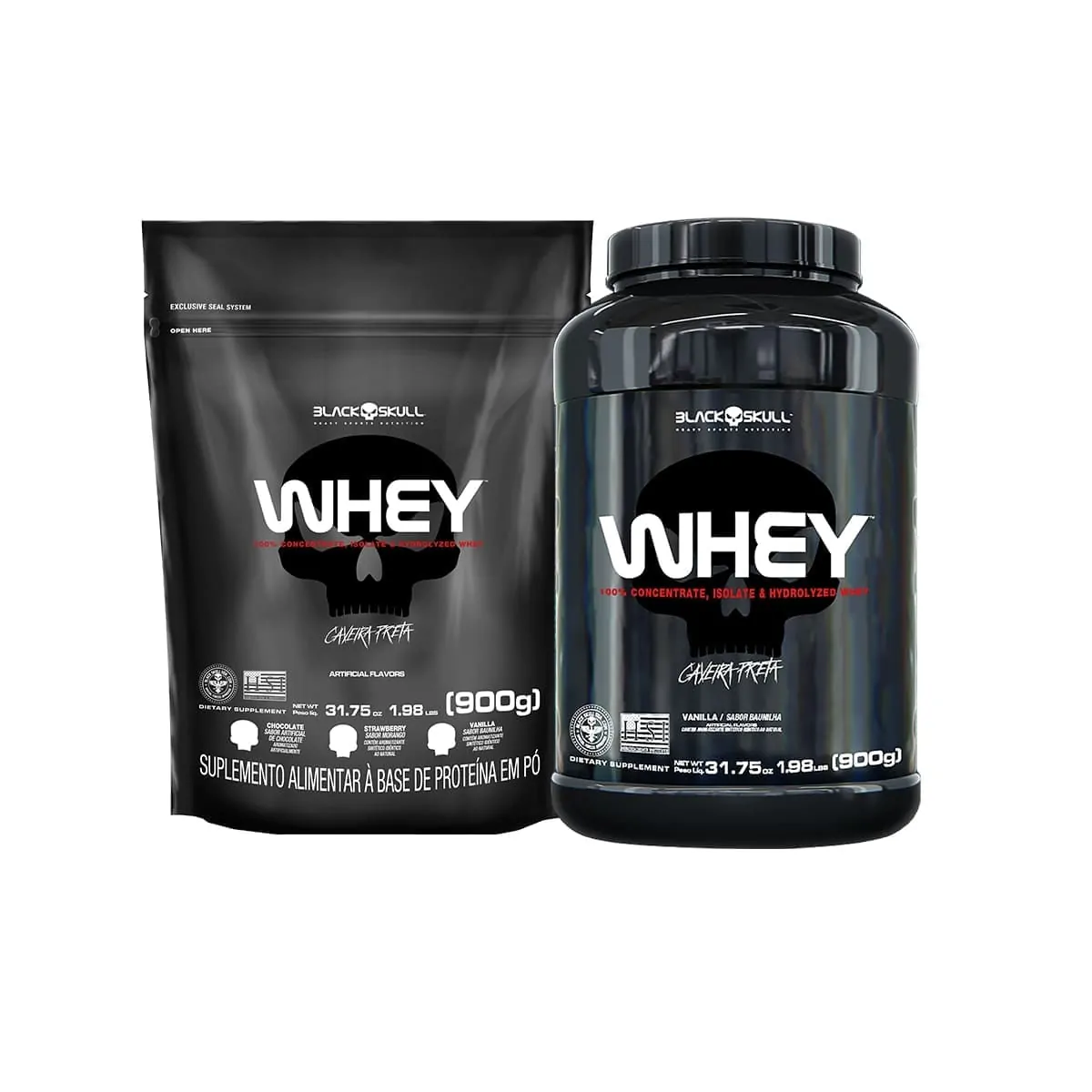 KIT WHEY 2X - BLACK SKULL - KIT WHEY 2X - 900G (BAUNILHA)